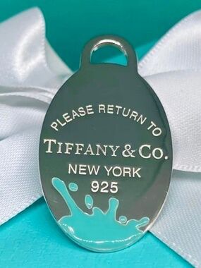 Tiffany & Co. Return to Tiffany Blue Splash Oval Charm Retired 925 silver NEW